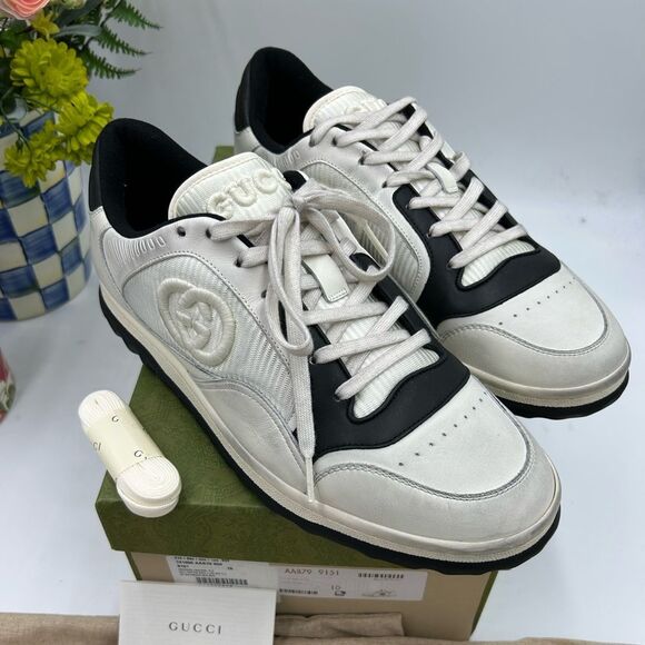 Men's Gucci Mac 80 low top leather sneakers size 10 fits 10.5 US made in Italy - Picture 1 of 12